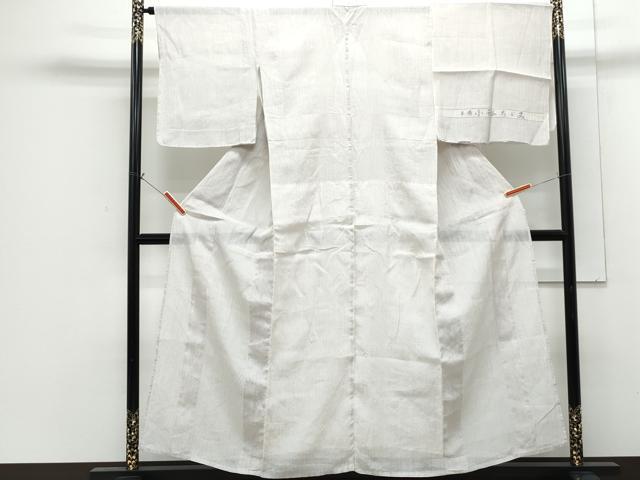 平和屋着物*夏物 小千谷ちぢみ 縞 反端付き 正絹 逸品 CABG8685th