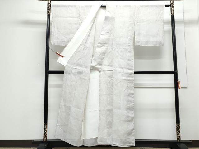 平和屋着物*夏物 小千谷ちぢみ 縞 反端付き 正絹 逸品 CABG8685th