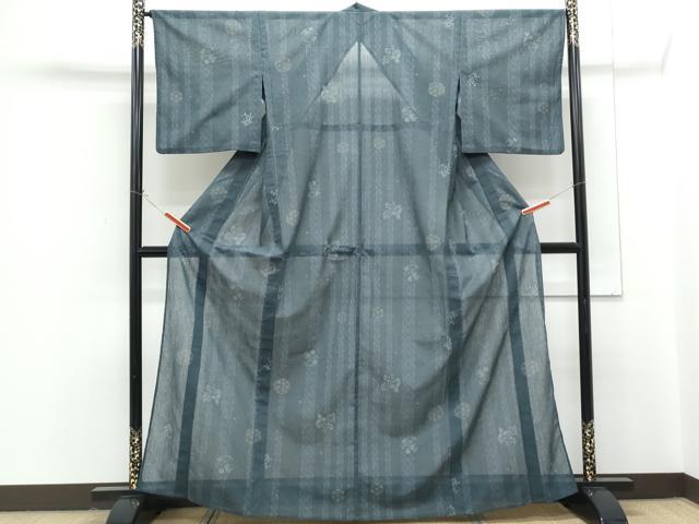 平和屋着物*夏物 小紋 紗 吉祥草葉間道 洗える着物 CABG8693th