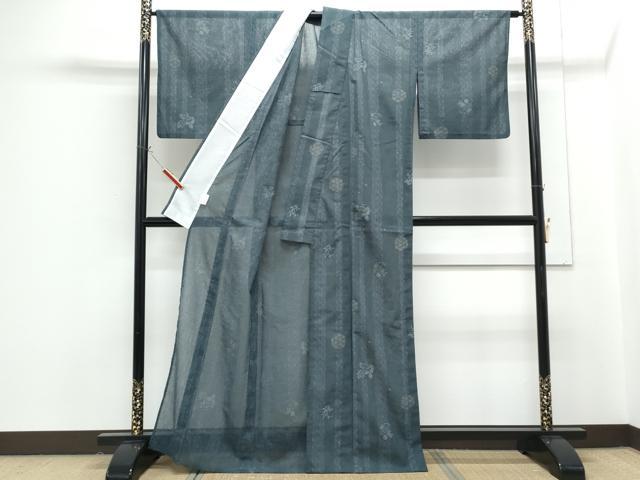 平和屋着物*夏物 小紋 紗 吉祥草葉間道 洗える着物 CABG8693th