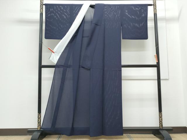 平和屋着物*夏物 色無地 絽 濃藍色 正絹 逸品 CABG8711th