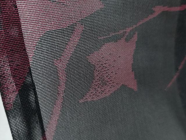 平和屋着物*夏物 小紋 紗 楓文 黒地 正絹 逸品 CABG8715th