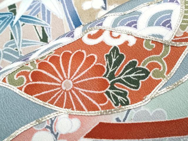 平和屋着物■豪華黒留袖 駒刺繍 几帳飛鶴花文 金彩 正絹 逸品 CABG8721th