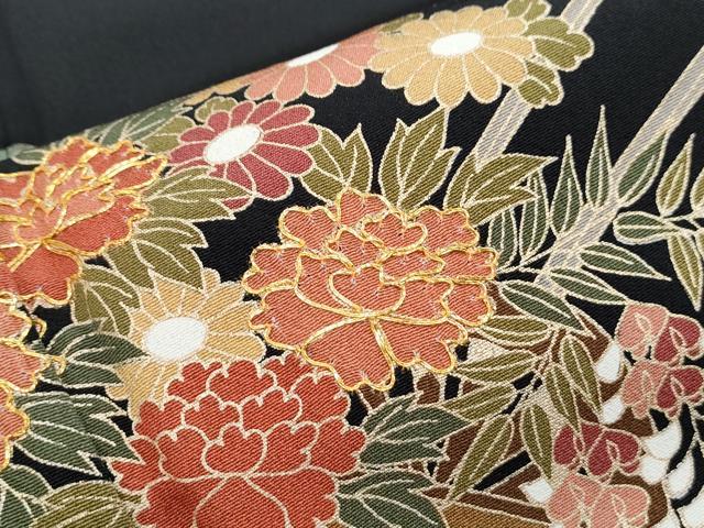 平和屋着物■豪華黒留袖 駒刺繍 花車文 金彩 正絹 逸品 CABG8727th