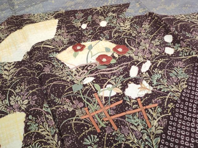 平和屋着物■訪問着 絞り 刺繍 地紙花蝶文 金彩 正絹 逸品 CABG8746th