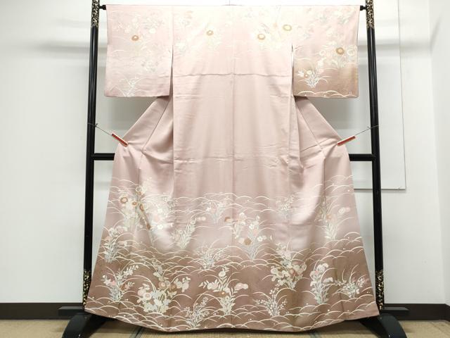 平和屋着物■訪問着 駒刺繍 草花文 暈し染め 金彩 正絹 逸品 CABG8751th