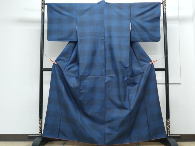 平和屋着物■本場縞大島紬 市松文 正絹 逸品 CABG8756th