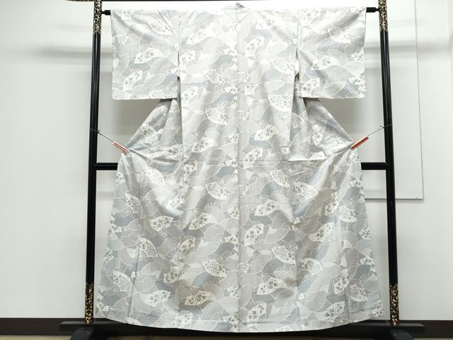 平和屋着物■上質な紬 扇面花文 正絹 逸品 CABG8773th
