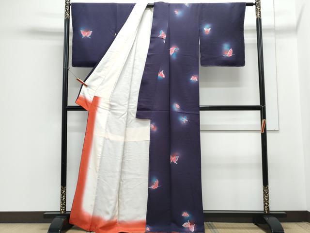 平和屋着物■上質な小紋 蛍暈し 舞蝶文 正絹 逸品 CABG8780th