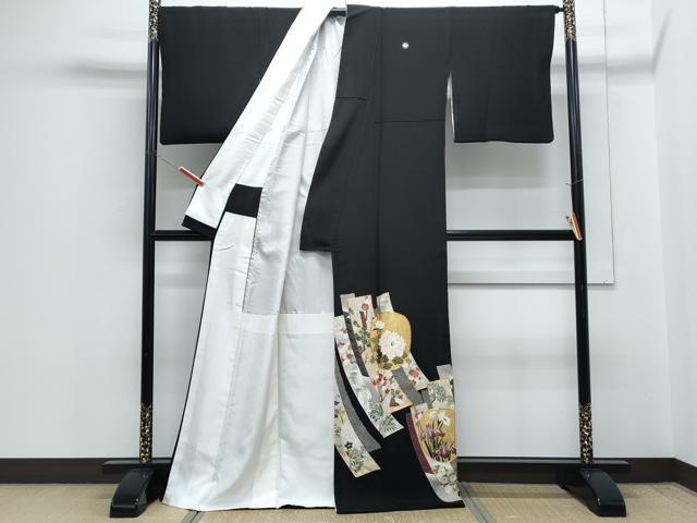 平和屋着物■豪華黒留袖 駒刺繍 短冊花文 金彩 正絹 逸品 CABG8784th