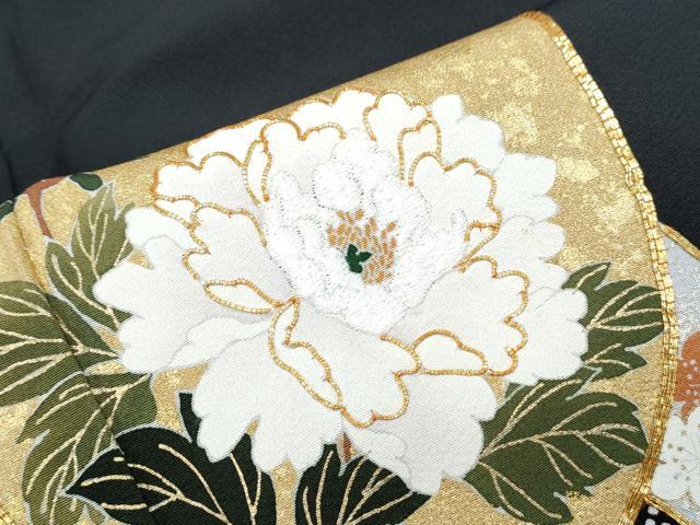 平和屋着物■豪華黒留袖 駒刺繍 短冊花文 金彩 正絹 逸品 CABG8784th
