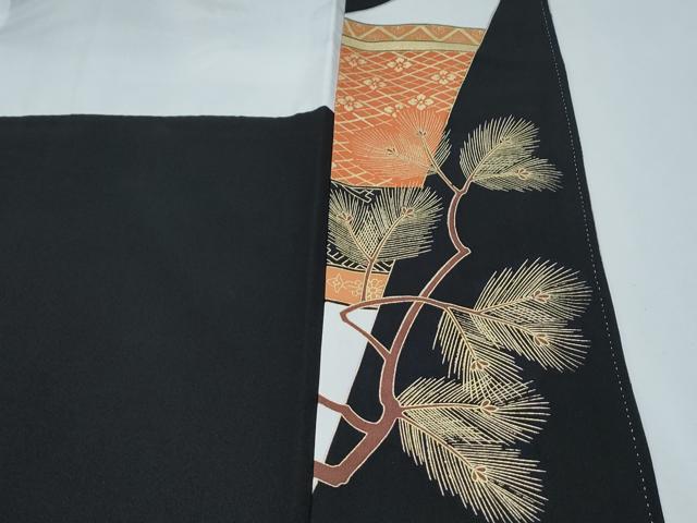 平和屋着物■豪華黒留袖 飛鶴枝松文 金銀彩 正絹 逸品 CABG8785th