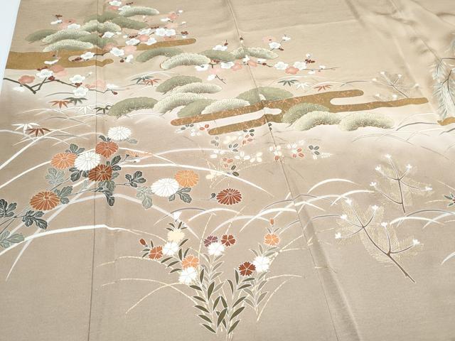 平和屋着物●訪問着 駒刺繍 松竹梅 暈し染め 金彩 正絹 逸品 CABG8796th