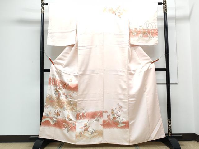 平和屋着物●十日町老舗ブランド 吉澤友禅 吾妻徳穂 訪問着 草花文 暈し染め 金彩 正絹 逸品 CABG8799th