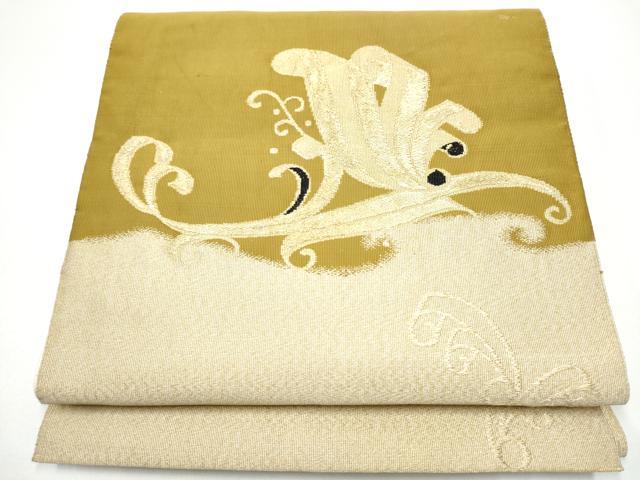 平和屋着物●爪掻き本綴れ 八寸名古屋帯 唐草文 金糸 正絹 逸品 CABG8809hy