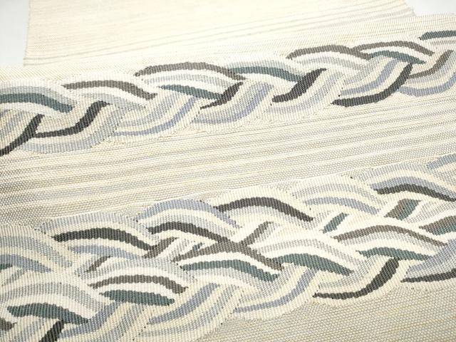 平和屋着物●八寸名古屋帯 すくい織 流水文 金糸 正絹 逸品 CABG8814hy