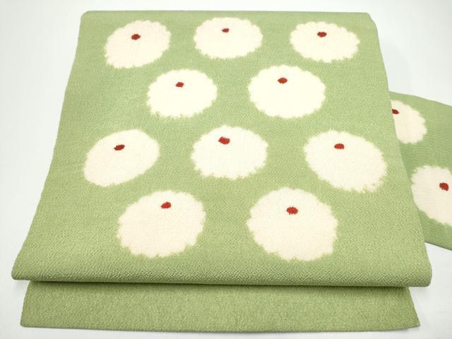 平和屋着物●九寸名古屋帯 菊 鬼しぼ縮緬 正絹 逸品 CABG8816hy