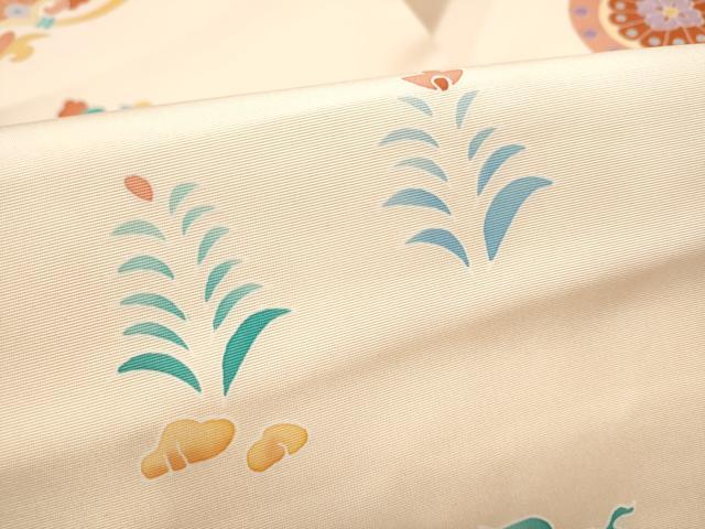 平和屋着物●塩瀬 九寸名古屋帯 孔雀花文 正絹 逸品 CABG8819hy