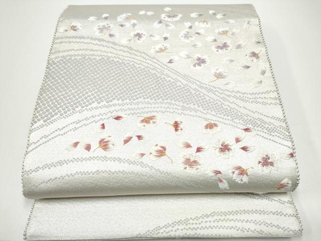 平和屋着物●六通柄袋帯 舞桜文 金糸 正絹 逸品 CABG8832hy