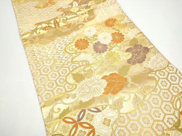 平和屋着物●六通柄袋帯 唐織 吉祥花文 金糸 正絹 逸品 CABG8849hy