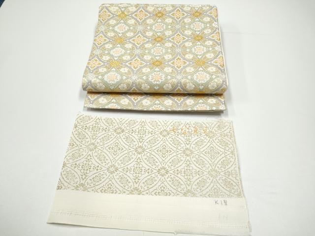 平和屋着物●丸帯 唐織 七宝華文 葡萄蔦の葉文 金銀糸 正絹 逸品 CABG8854hy