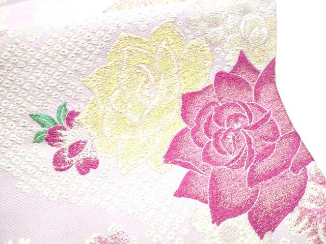 平和屋着物●六通柄袋帯 流水花文 金銀糸 正絹 逸品 CABG8863hy