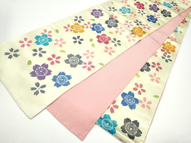 平和屋着物●両面 六通柄袋帯 舞桜文 金通し地 正絹 逸品 CABG8864hy