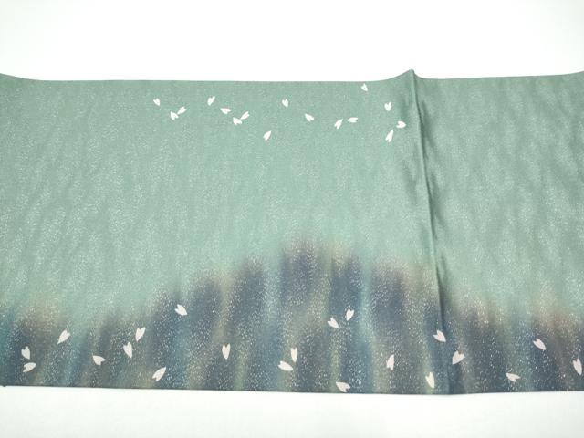 平和屋着物●両面 太鼓柄袋帯 市松花文 銀通し地 正絹 逸品 CABG8879hy