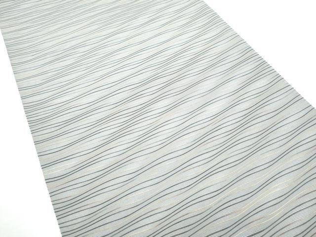 平和屋着物●両面 太鼓柄袋帯 市松花文 銀通し地 正絹 逸品 CABG8879hy