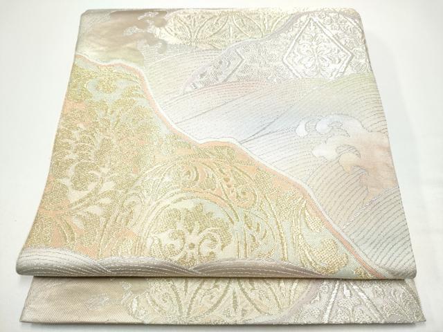 平和屋着物●西陣 川島織物 六通柄 本袋帯 流水花文 金銀糸 正絹 逸品 CABG8891hy