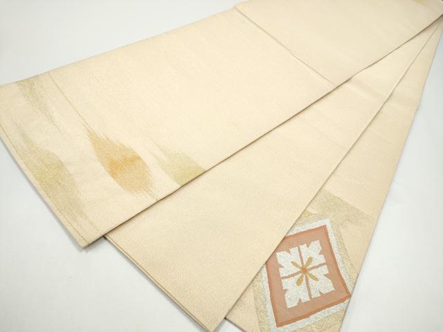 平和屋着物●爪掻き本綴れ 太鼓柄袋帯 花菱文 金糸 正絹 逸品 CABG8894hy