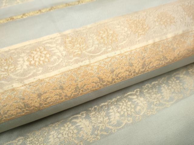 平和屋着物●九寸名古屋帯 横段花唐草文 金糸 正絹 逸品 CABG8905hy