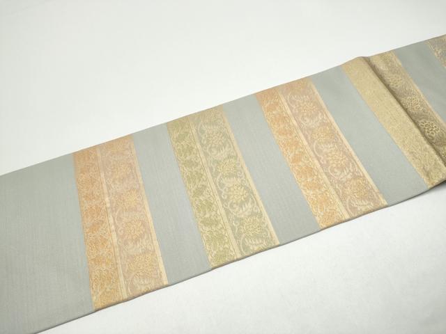 平和屋着物●九寸名古屋帯 横段花唐草文 金糸 正絹 逸品 CABG8905hy