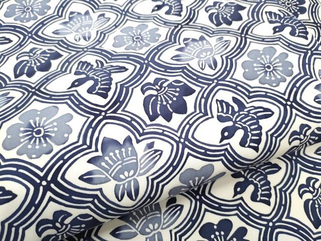 平和屋着物●全通柄 九寸名古屋帯 型染め 花鳥文 正絹 逸品 CABG8911hy