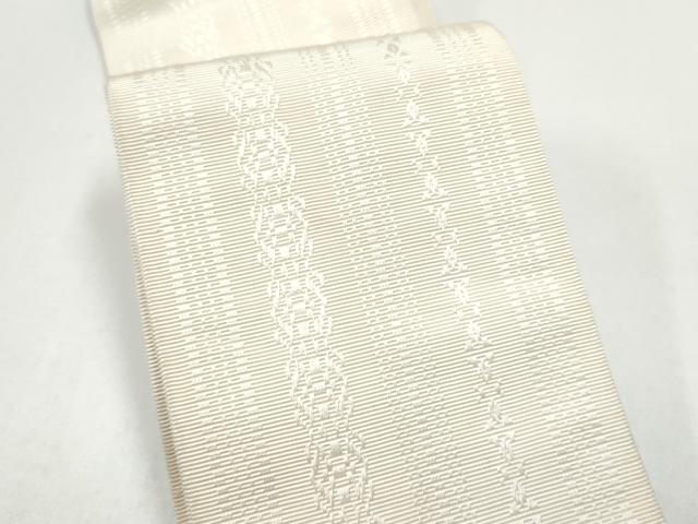 平和屋着物●男性 本場筑前博多織 角帯 献上 色無地 生成り色 正絹 逸品 CABG8952hy