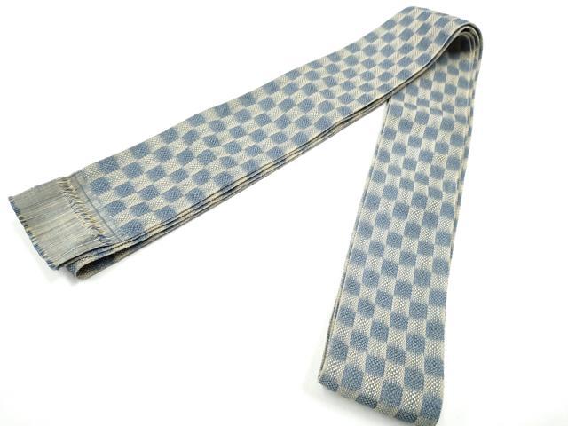 平和屋着物●男性 本場筑前博多織 角帯 市松文様 正絹 逸品 CABG8956hy