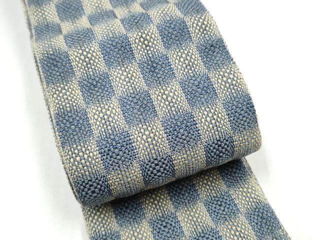 平和屋着物●男性 本場筑前博多織 角帯 市松文様 正絹 逸品 CABG8956hy