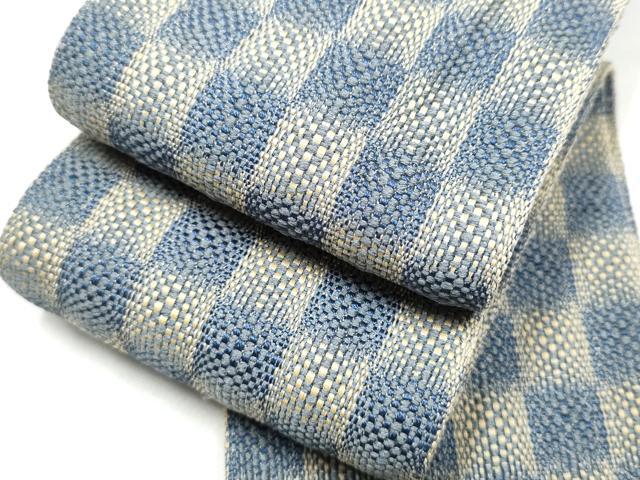 平和屋着物●男性 本場筑前博多織 角帯 市松文様 正絹 逸品 CABG8956hy
