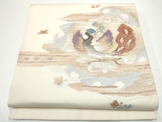 平和屋着物●太鼓柄袋帯 すくい織 鳳凰 金糸 正絹 逸品 CABG8980hy