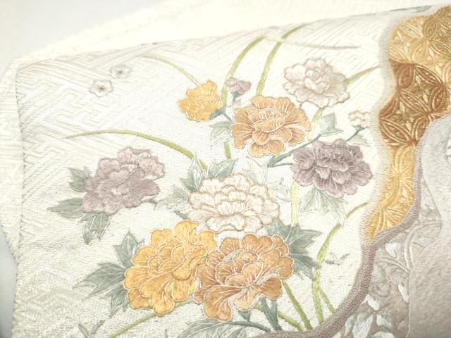 平和屋着物●つけ帯 総刺繍 流水花文 金銀糸 正絹 逸品 CABG9003hy
