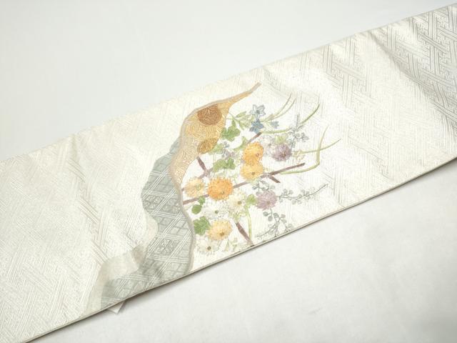平和屋着物●つけ帯 総刺繍 流水花文 金銀糸 正絹 逸品 CABG9003hy