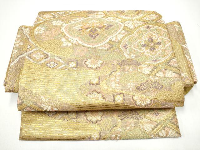 平和屋着物●京の名工 染匠 越後屋通博 つけ帯 御綾染 吉祥花文 金糸 正絹 逸品 CABG9004hy