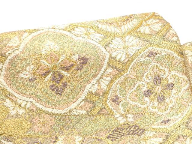 平和屋着物●京の名工 染匠 越後屋通博 つけ帯 御綾染 吉祥花文 金糸 正絹 逸品 CABG9004hy