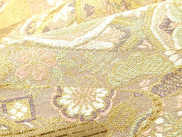 平和屋着物●京の名工 染匠 越後屋通博 つけ帯 御綾染 吉祥花文 金糸 正絹 逸品 CABG9004hy