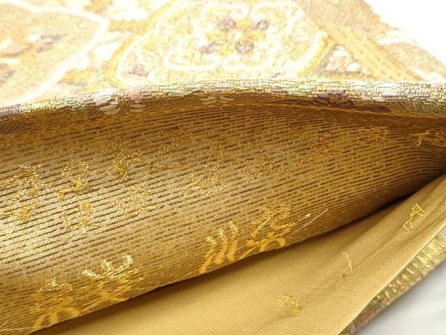 平和屋着物●京の名工 染匠 越後屋通博 つけ帯 御綾染 吉祥花文 金糸 正絹 逸品 CABG9004hy