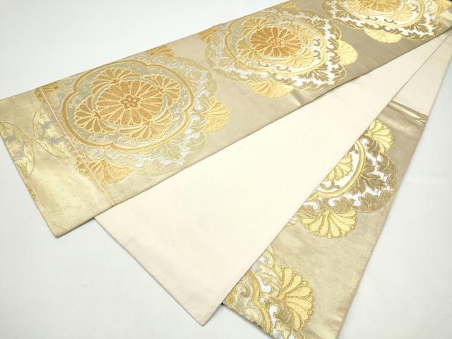 平和屋着物●西陣 川島織物 六通柄 本袋帯 菊唐草文 金銀糸 正絹 逸品 CABG9022hy