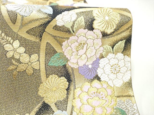 平和屋着物●六通柄袋帯 七宝花文 金銀糸 正絹 逸品 CABG9025hy