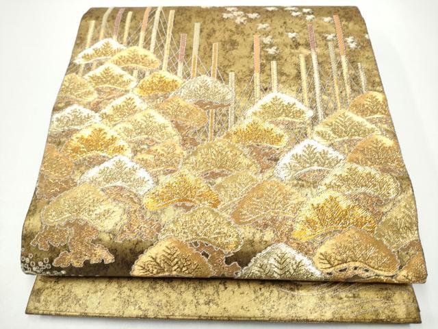 平和屋着物●東京友禅 熊谷好博子 太鼓柄袋帯 寿松 金糸 引箔 正絹 逸品 CABG9026hy