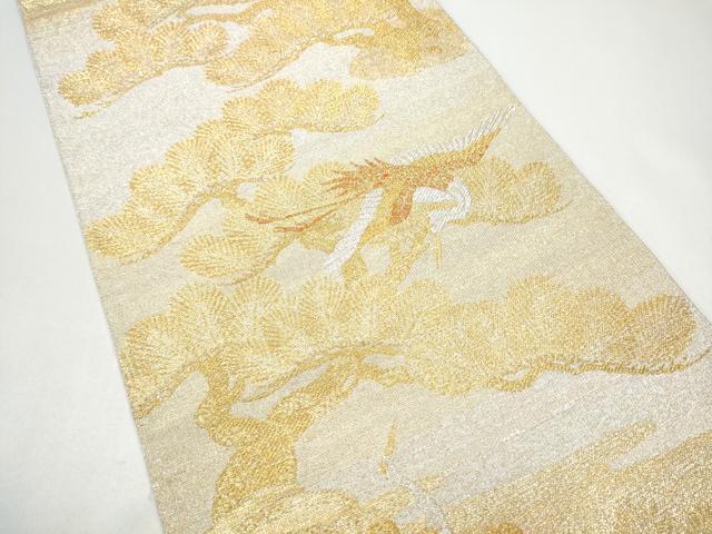 平和屋着物●桝屋高尾 (ねん金綴錦) 六通柄袋帯 蒔絵松鶴文 金銀糸 正絹 逸品 CABG9031hy