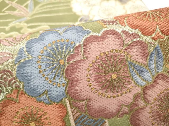 平和屋着物●六通柄袋帯 桜短冊小袖文 金糸 鈴乃屋扱い 正絹 逸品 CABG9038hy